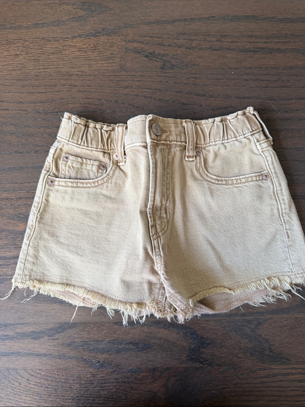 GAP Girls' Tan Frayed Hem Denim Shorts